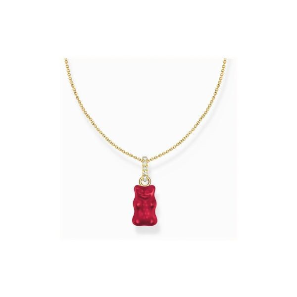 Cadena Thomas Sabo Con Baño De Oro y Colgante De Osito De Oro HARIBO Rojo y Piedras Ref: KE2209-414-10-L45V