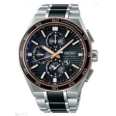 Reloj Seiko Astron Limited Edition 5X GPS Solar Dual-Time Chronograph (44.3mm) Black Dial / Titanium Bracelet Ref:SSH180J13