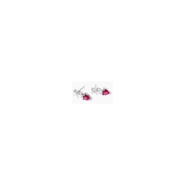 Pendientes Mabina Mujer Lovely Corazones Con Circonitas Blancas Y Rubí Sintético Ref: 563847