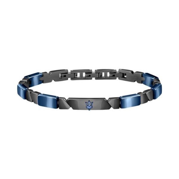 Pulsera Maserati Caballero Gioelli Acero Metalizado y Azul Cerámica Ref: JM221ATZ01