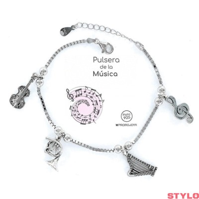 Colección Eres Lo Más Pulsera Eres Lo Más Música Cadena Veneciana Rodiada Con Colgantes Ref: 9101775