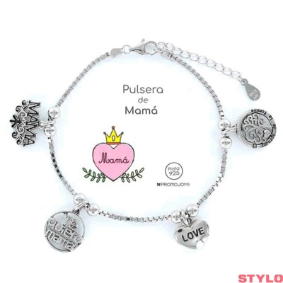 Colección Eres Lo Más pulsera mamá cadena veneciana rodiada con colgantes Ref: 9101861