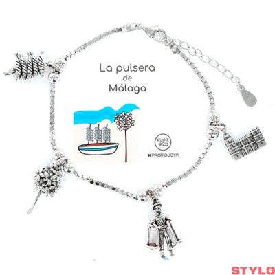 Colección Eres Lo Más Málaga pulsera cadena veneciana rodiada con colgantes Ref: 9103051