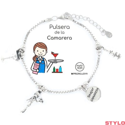 Colección Eres Lo Más Camarera pulsera cadena veneciana rodiada con colgantes Ref: 9105397
