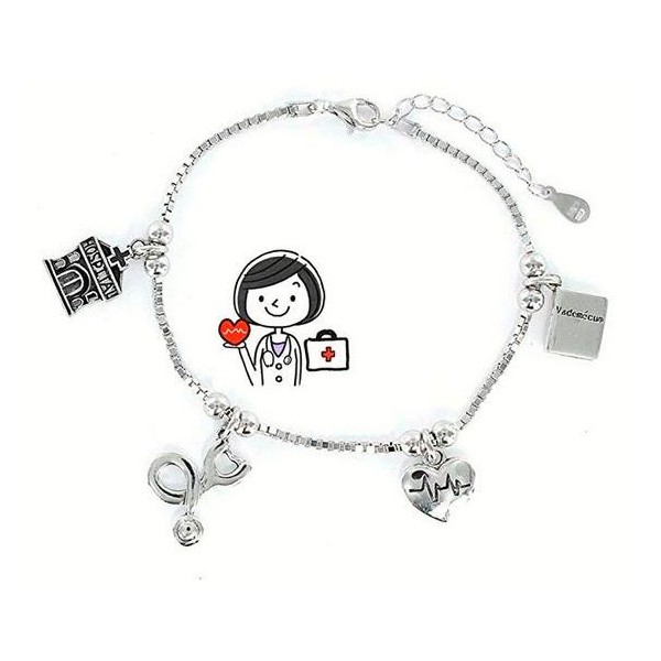 Colección Eres Lo Más Pulsera Eres Lo Mas Doctora Cadena Veneciana Rodiada Con Colgantes Ref: 9103047