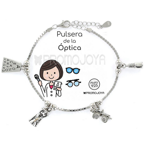 Colección Eres Lo Más Óptica pulsera cadena veneciana rodiada con colgantes Ref: 9104179