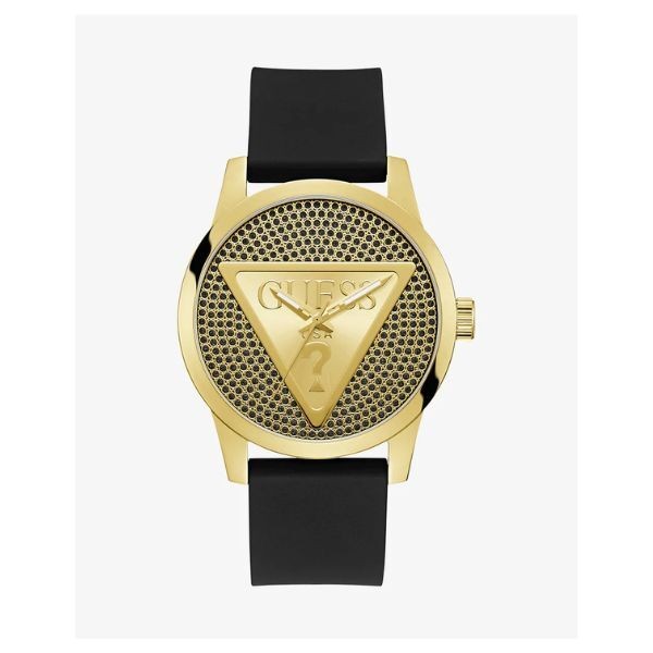 Reloj Guess Caballero Badge Correa Silicona Negra Esfera Pavé 44mm Ref: GW0916G1