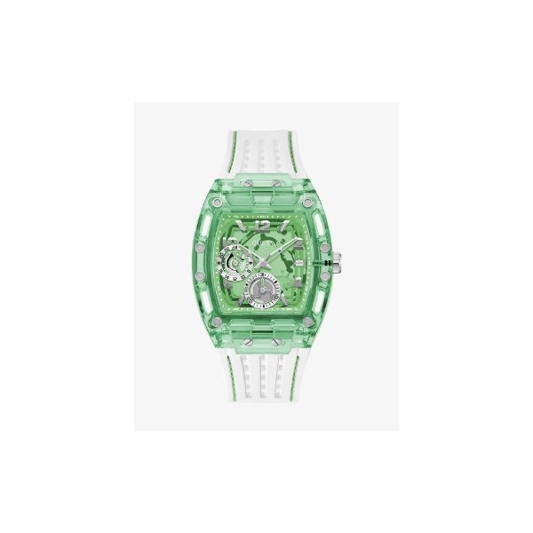 Reloj Guess Caballero Phoenix Correa Silicona Blanca Policarbonato Verde Ref: GW0499G10