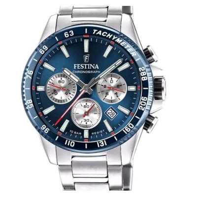 Reloj Festina Caballero Timeless Chronograph Esfera Azul 45mm Ref: F20560/2