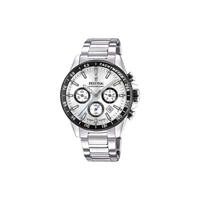 Reloj Festina Caballero Timeless Chronograph Esfera Plateada 45mm Ref: F20560/1