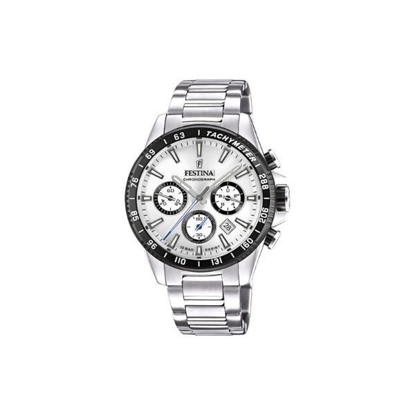Reloj Festina Caballero Timeless Chronograph Esfera Plateada 45mm Ref: F20560/1