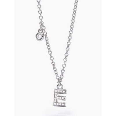 Collar Mabina Mujer Letra E Plata De Ley Con Circonitas Blancas Ref: 553500E