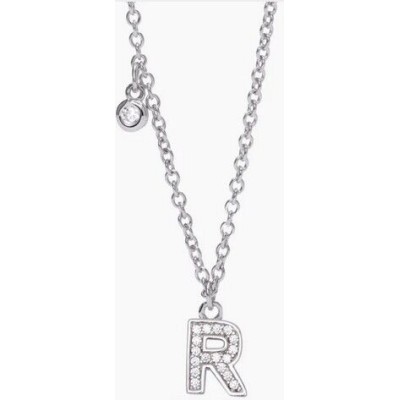 Collar Mabina Mujer Letra R Plata De Ley Con Circonitas Blancas Ref: 553500R