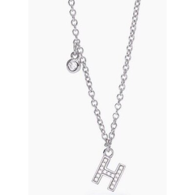 Collar Mabina Mujer Letra H Plata De Ley Con Circonitas Blancas Ref: 553500H