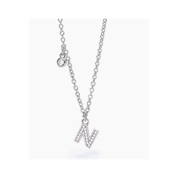 Collar Mabina Mujer Letra N Plata De Ley Con Circonitas Blancas Ref: 553500N