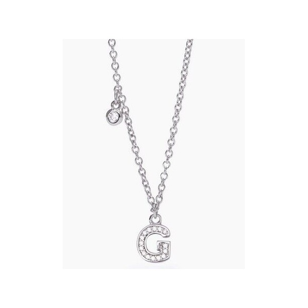 Collar Mabina Mujer Letra G Plata De Ley Con Circonitas Blancas Ref: 553500G