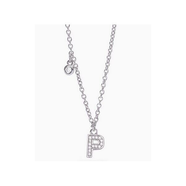 Collar Mabina Mujer Letra P Plata De Ley Con Circonitas Blancas Ref: 553500P