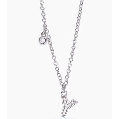 Collar Mabina Mujer Letra Y Plata De Ley Con Circonitas Blancas Ref: 553500Y