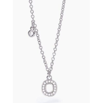 Collar Mabina Mujer Letra O Plata De Ley Con Circonitas Blancas Ref: 553500O