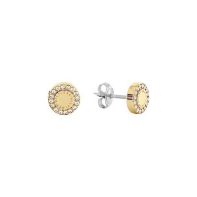 Pendientes Tommy Hilfiger Mujer Botón Acero Baño Oro y Circonitas Blancas Ref: 2780908