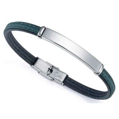 Pulsera Viceroy Fashion Eco Acero Reciclado y Piel Negra y Verde Vegana Ref :75344P01016