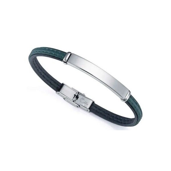 Pulsera Viceroy Fashion Eco Acero Reciclado y Piel Negra y Verde Vegana Ref :75344P01016