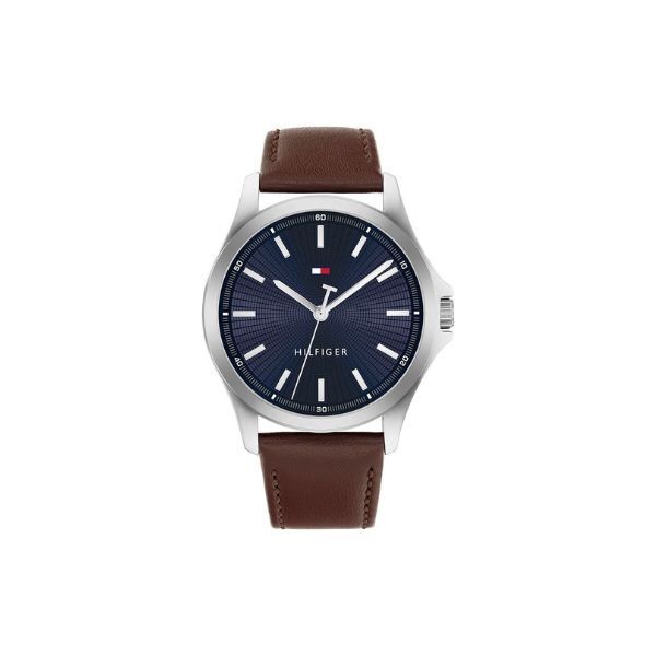 Reloj Tommy Hilfiger Caballero Bruce Piel Marrón Esfera Azul 43mm Ref: 1710669