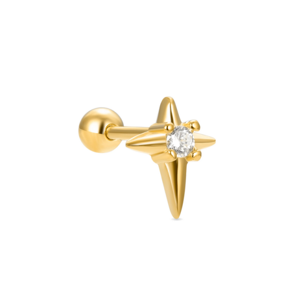 Piercing Luxenter Dute Plata De Ley Con Circonita Brillante Acabado En Oro Amarillo 18K Ref: PIR193Y0000