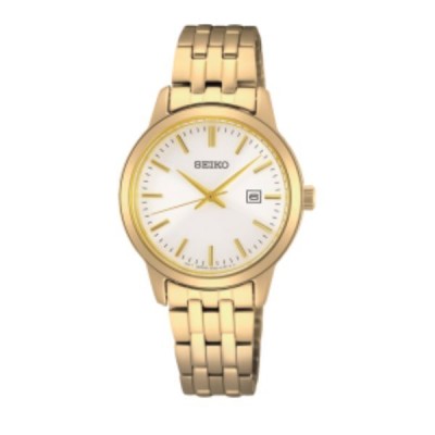 Reloj Seiko Mujer Neo Classic Acero Ip Dorado Con Calendario 30mm Ref: SUR412P1