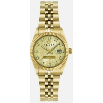 Reloj Philipp Plein Mujer Analogico Cuarzo Fecha Superlativo, Caja 29mm, Correa Acero Dorado Ref: PWNFA0525