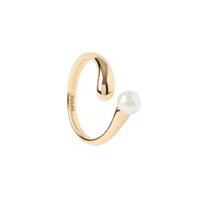 Anillo PDPAOLA La Perla Plata Baño Oro y Perla Cultivada De Agua Dulce Ref: AN01-E08-16