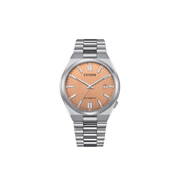 Reloj Citizen Unisex Tsuyosa Colección Mecánico Acero Esfera Salmón Cristal Zafiro 40mm Ref: NJ0159-86Z