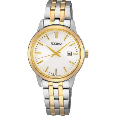 Reloj Seiko Mujer Neo Classic Bicolor Acero/IP Dorado Con Calendario 30mm Ref: SUR410P1
