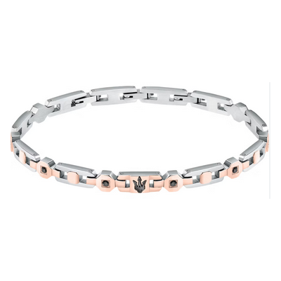 Pulsera Maserati de Hombre Acero, Ip Oro Rosa, Pvd Negro Y Circonitas Negras Colección Iconic Ref: JM423AVD16.