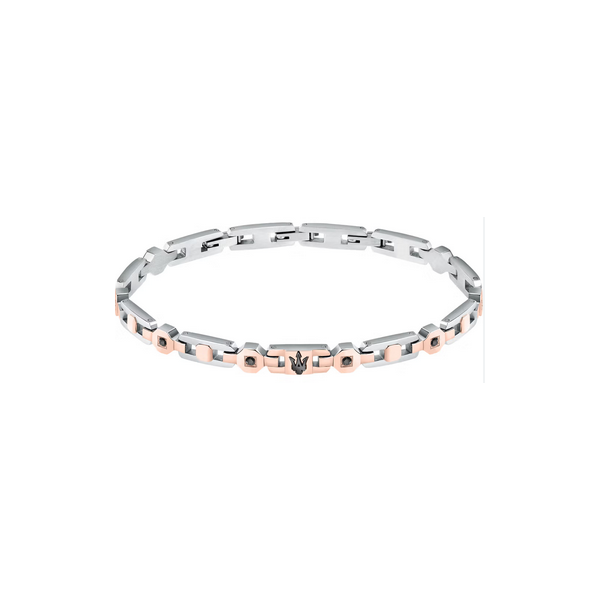 Pulsera Maserati de Hombre Acero, Ip Oro Rosa, Pvd Negro Y Circonitas Negras Colección Iconic Ref: JM423AVD16.