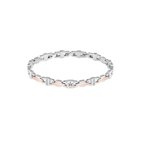 Pulsera Maserati Gioelli Acero y Acero IP Rosé Con Circonitas Blancas Ref: JM423AVD18