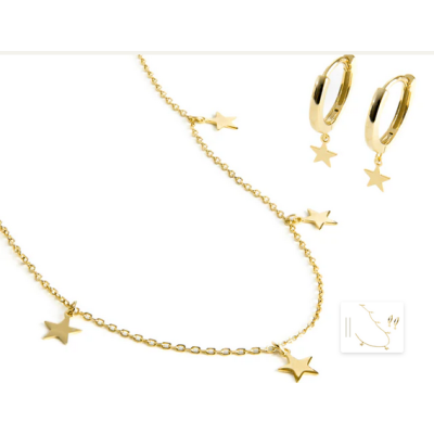 Conjuntos Luxenter Set Pendientes Estrella y Colgante Sereke De Plata De Ley 925 Acabado En Oro Amarillo Ref: SETWEB1700