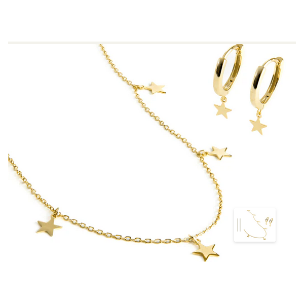 Conjuntos Luxenter Set Pendientes Estrella y Colgante Sereke De Plata De Ley 925 Acabado En Oro Amarillo Ref: SETWEB1700