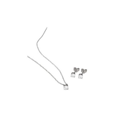 Pack Set Luxenter Pendientes y Collar Plata Baño Rodio Con Circonitas Blancas Ref: SETWEB1200