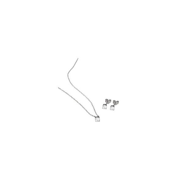 Pack Set Luxenter Pendientes y Collar Plata Baño Rodio Con Circonitas Blancas Ref: SETWEB1200