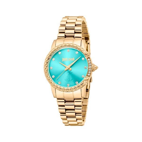 Reloj Just Cavalli Mujer Fiorenza Snake Yellow Gold Turquoise Ref: JC1L310M0075
