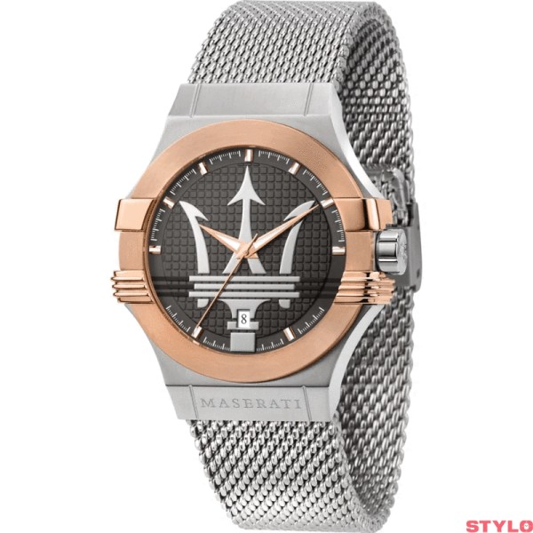 MASERATI R8853108007 POTENZA 42MM 3H GUN DIAL MESH BR SS