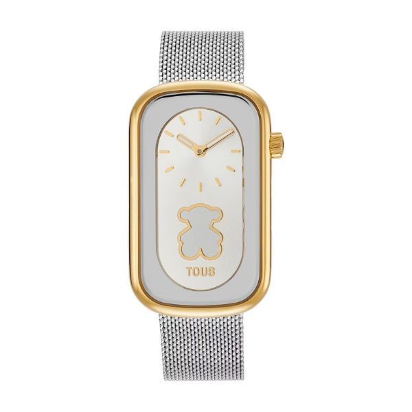 Reloj Tous Mujer Analógico Bicolor Con Silueta Oso y Brazalete Acero T-Band Club Ref: 3000140700