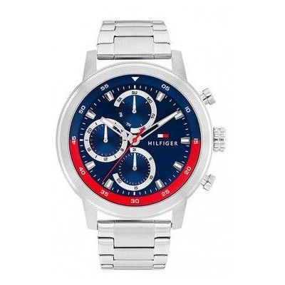 Reloj Tommy Hilfiger Caballero Rocky Acero y Azul Multifunción 46mm Ref: 1792179
