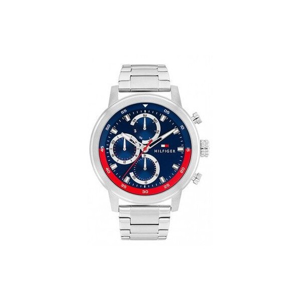Reloj Tommy Hilfiger Caballero Rocky Acero y Azul Multifunción 46mm Ref: 1792179