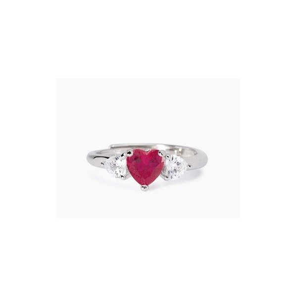 Anillo Mabina Mujer Lovely Corazón Rubí Sintético Plata De Ley Ref: 523441