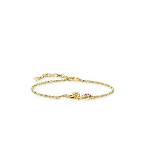 Pulsera Thomas Sabo Serpiente Plata De Ley Baño Oro 18 Quilates Ref: A1981-488-7-L19V