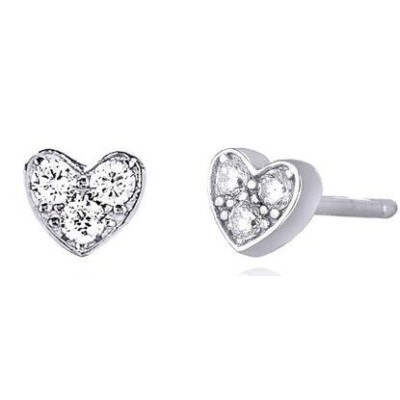 Pendientes Mabina Shiny Mujer Corazón Plata De Ley Circonita Blanca Ref: 563602