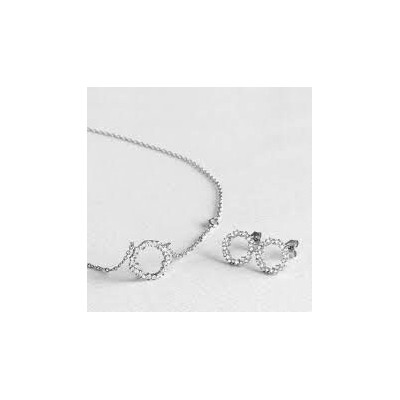 Collar y Pendientes Luxenter Mujer Plata De Ley Acabado En Rodio y Circonitas Blancas Machí Ref: SETWEB4100