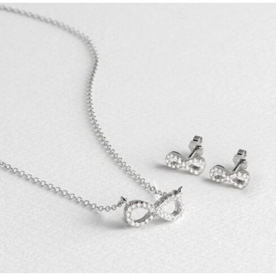 Collar y Pendientes Luxenter Infinito Circonitas Plata De Ley Acabado En Rodio Munthir Ref: SETWEB2100
